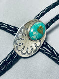 Excellent Vintage Native American Navajo Damale Turquoise Sterling Silver Oval Bolo-Nativo Arts