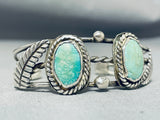 Excellent Vintage Native American Navajo Green Turquoise Sterling Silver Bracelet-Nativo Arts