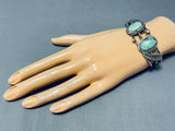 Excellent Vintage Native American Navajo Green Turquoise Sterling Silver Bracelet-Nativo Arts