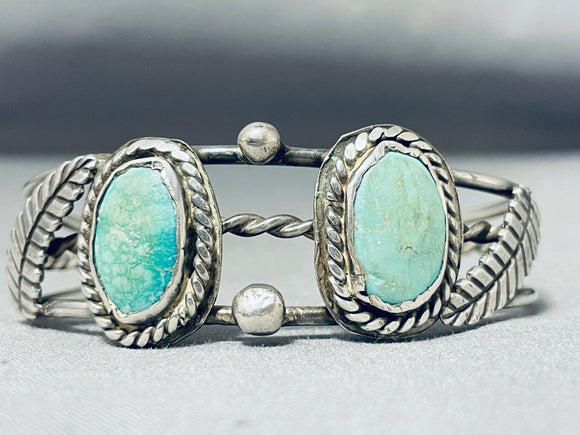 Excellent Vintage Native American Navajo Green Turquoise Sterling Silver Bracelet-Nativo Arts