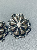 Excellent Vintage Native American Navajo Sterling Silver Concho Earrings-Nativo Arts