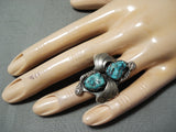 Excellent Vintage Native American Zuni Blue Gem Turquoise Sterling Silver Ring Old-Nativo Arts