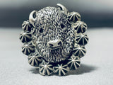 Exceptional Native American Navajo Sterling Silver Buffalo Ring-Nativo Arts