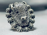 Exceptional Native American Navajo Sterling Silver Buffalo Ring-Nativo Arts