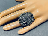 Exceptional Native American Navajo Sterling Silver Buffalo Ring-Nativo Arts