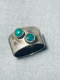 Exceptional Signed Vintage Native American Navajo Malachite Sterling Silver Ring-Nativo Arts