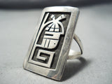 Exceptional Vintage Hopi Sterling Silver Kachina Ring Native American-Nativo Arts