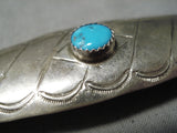 Exceptional Vintage Native American Navajo Blue Gem Turquoise Sterling Silver Barrette-Nativo Arts