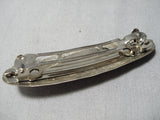 Exceptional Vintage Native American Navajo Blue Gem Turquoise Sterling Silver Barrette-Nativo Arts