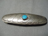 Exceptional Vintage Native American Navajo Blue Gem Turquoise Sterling Silver Barrette-Nativo Arts