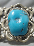 Exceptional Vintage Native American Navajo Blue Gem Turquoise Sterling Silver Bracelet Cuff-Nativo Arts