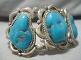 Exceptional Vintage Native American Navajo Blue Gem Turquoise Sterling Silver Bracelet Cuff-Nativo Arts