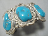 Exceptional Vintage Native American Navajo Blue Gem Turquoise Sterling Silver Bracelet Cuff-Nativo Arts