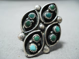 Exceptional Vintage Native American Navajo Cerrillos Turquoise Sterling Silver Ring Old-Nativo Arts