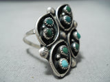Exceptional Vintage Native American Navajo Cerrillos Turquoise Sterling Silver Ring Old-Nativo Arts