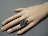 Exceptional Vintage Native American Navajo Cerrillos Turquoise Sterling Silver Ring Old-Nativo Arts