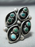 Exceptional Vintage Native American Navajo Cerrillos Turquoise Sterling Silver Ring Old-Nativo Arts