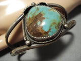 Exceptional Vintage Native American Navajo Green Turquoise Sterling Silver Bracelet Old-Nativo Arts