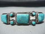 Exceptional Vintage Native American Navajo Kingman Turquoise Sterling Silver Bracelet Old-Nativo Arts