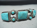 Exceptional Vintage Native American Navajo Kingman Turquoise Sterling Silver Bracelet Old-Nativo Arts