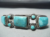 Exceptional Vintage Native American Navajo Kingman Turquoise Sterling Silver Bracelet Old-Nativo Arts