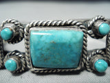 Exceptional Vintage Native American Navajo Kingman Turquoise Sterling Silver Bracelet Old-Nativo Arts