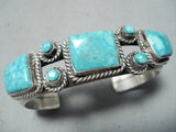 Exceptional Vintage Native American Navajo Kingman Turquoise Sterling Silver Bracelet Old-Nativo Arts