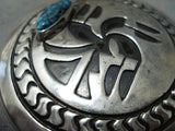 Exceptional Vintage Native American Navajo Kingman Turquoise Sterling Silver Pin/ Pendant-Nativo Arts