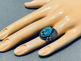 Exceptional Vintage Native American Navajo Morenci Turquoise Sterling Silver Ring-Nativo Arts