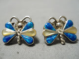 Exceptional Vintage Native American Navajo Opal Sterling Silver Earrings-Nativo Arts