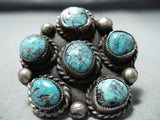 Exceptional Vintage Native American Navajo Pilot Mountain Turquoise Sterling Silver Ring-Nativo Arts