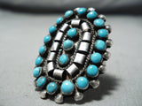 Exceptional Vintage Native American Navajo Turquoise Sterling Silver Ring Old-Nativo Arts