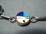 Exceptional Vintage Native American Zuni Inlay Turquoise Lapis Sunfaces Sterling Silver Bracelet-Nativo Arts