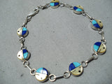 Exceptional Vintage Native American Zuni Inlay Turquoise Lapis Sunfaces Sterling Silver Bracelet-Nativo Arts
