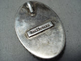 Exceptional Vintage Native American Zuni Mother Of Pearl Sterling Silver Pendant Old-Nativo Arts