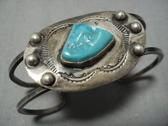 Exceptional Vintage Navajo Turquoise Sterling Silver Native American Bracelet-Nativo Arts