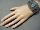 Exceptionally Detailed Turquoise Vintage Native American Navajo Sterling Silver Bracelet-Nativo Arts