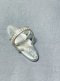 Expressive Native American Navajo Jet Inlay Sterling Silver Ring Signed-Nativo Arts