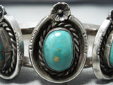 Expressive Vintage Native American Navajo Carico Lake Turquoise Sterling Silver Bracelet Old-Nativo Arts