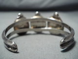 Expressive Vintage Native American Navajo Carico Lake Turquoise Sterling Silver Bracelet Old-Nativo Arts