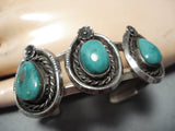 Expressive Vintage Native American Navajo Carico Lake Turquoise Sterling Silver Bracelet Old-Nativo Arts