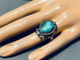 Expressive Vintage Native American Navajo Turquoise Sterling Silver Ring-Nativo Arts