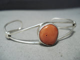 Exquisite Navajo Coral Sterling Silver Bracelet Native American-Nativo Arts