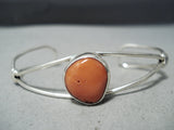 Exquisite Navajo Coral Sterling Silver Bracelet Native American-Nativo Arts