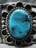 Exquisite Old Persin Turquoise Vintage Native American Navajo Sterling Silver Bracelet Old-Nativo Arts