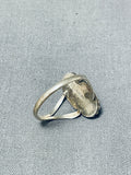 Exquisite Vintage Native American Navajo Damale Turquoise Oval Sterling Silver Ring-Nativo Arts