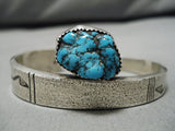 Exquisite Vintage Native American Navajo Den James Geometric Spiderweb Turquoise Bracelet Old-Nativo Arts