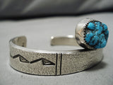 Exquisite Vintage Native American Navajo Den James Geometric Spiderweb Turquoise Bracelet Old-Nativo Arts