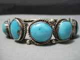 Exquisite Vintage Native American Navajo Easter Blue Tuequoise Sterling Silver Bracelet Old-Nativo Arts