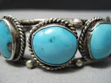 Exquisite Vintage Native American Navajo Easter Blue Tuequoise Sterling Silver Bracelet Old-Nativo Arts